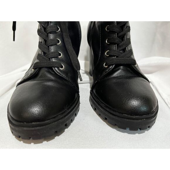 Brash block heel Chunky Combat Boots Women's Sz 8.5 Black Zipper Grunge goth - Picture 8 of 12
